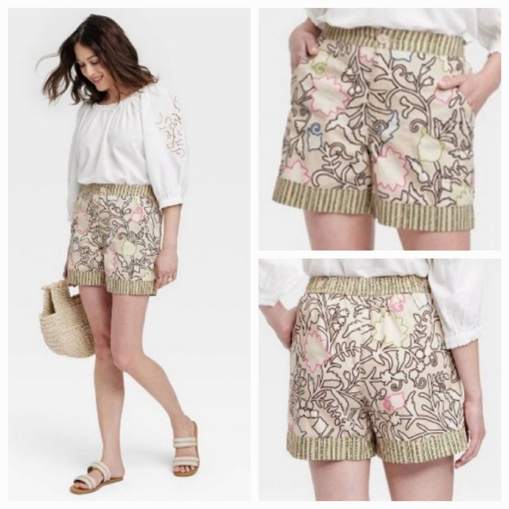 🔹️NWT Knox Rose Beige Floral High Waist Shorts Medium